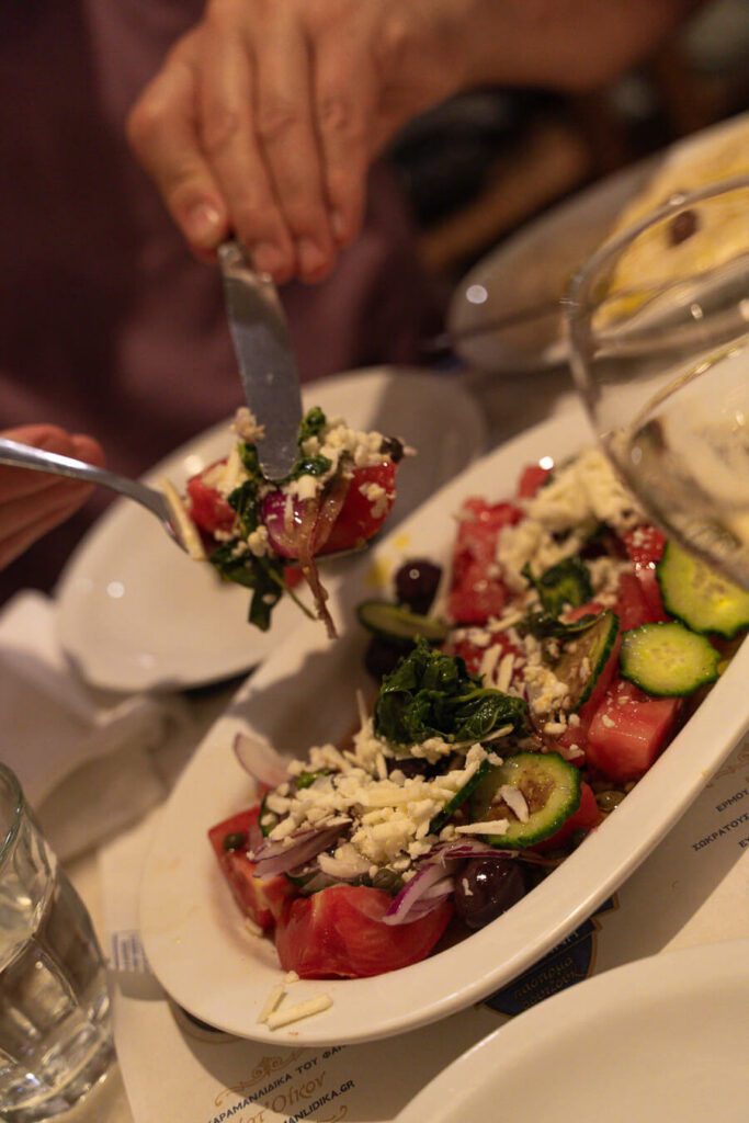 greek salad in athens restaurant