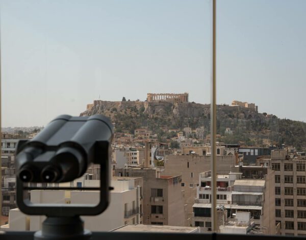 view of acropolis from hotel rooftop
