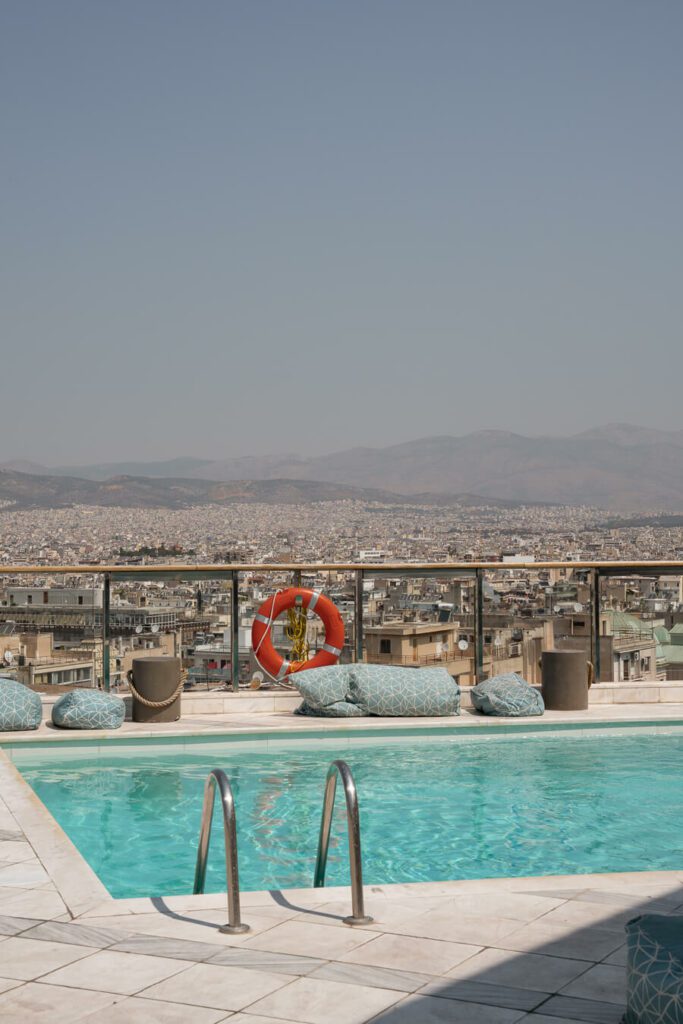 rooftop hotel pool with view in athens