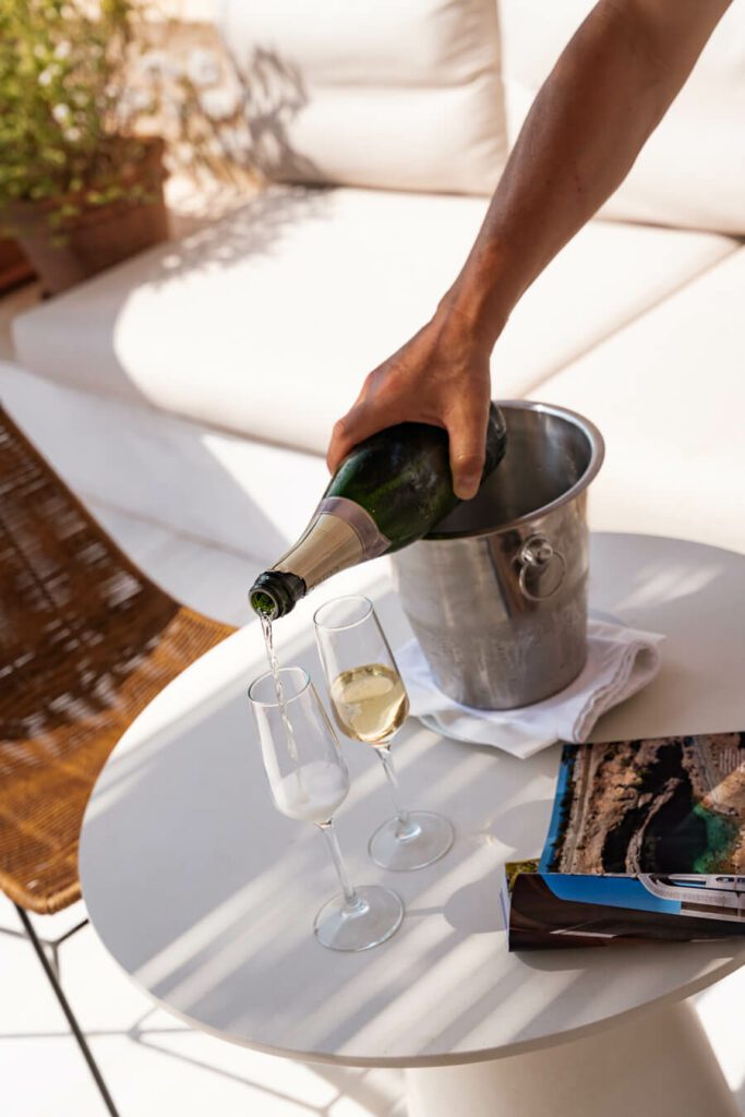 champagne welcome in room