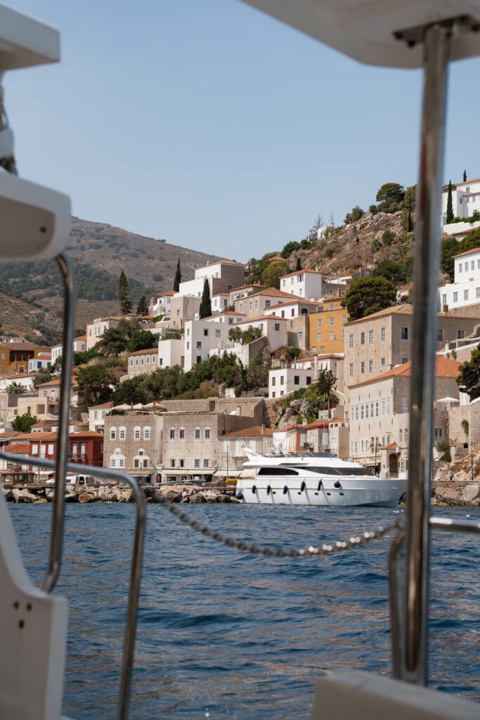 hydra town from a boat