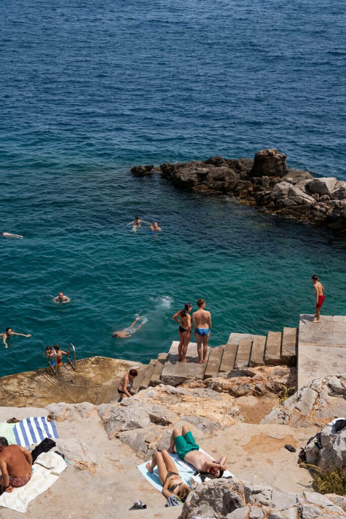 spilia beach, hydra greece in summer