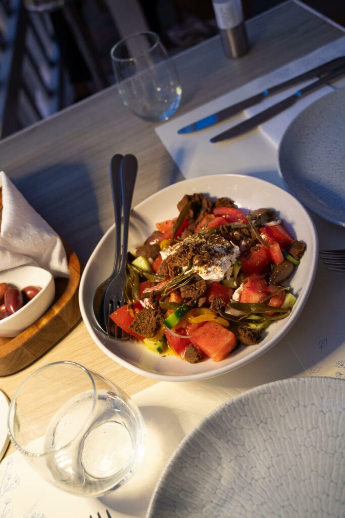 greek salad in a top hydra restaurant