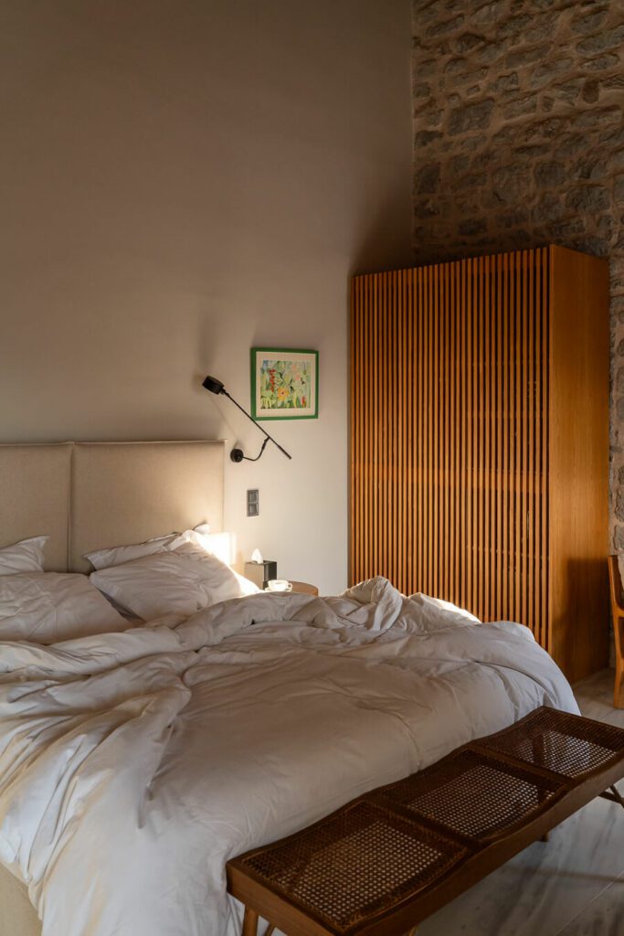 a suite with artwork at mandraki beach resort