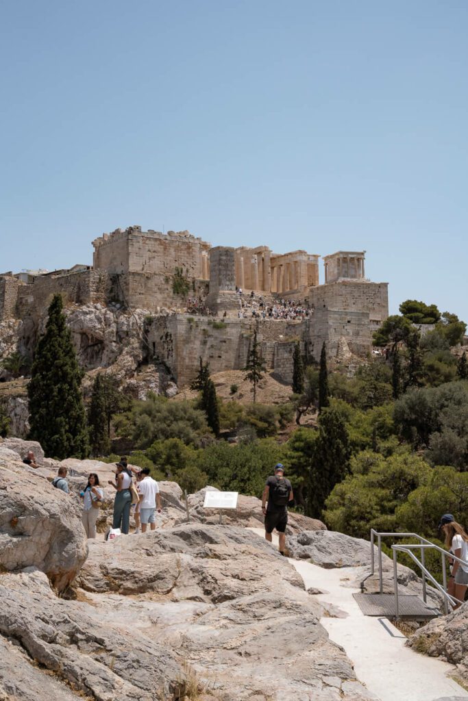 view of acropolis athens from Areopagus Hill