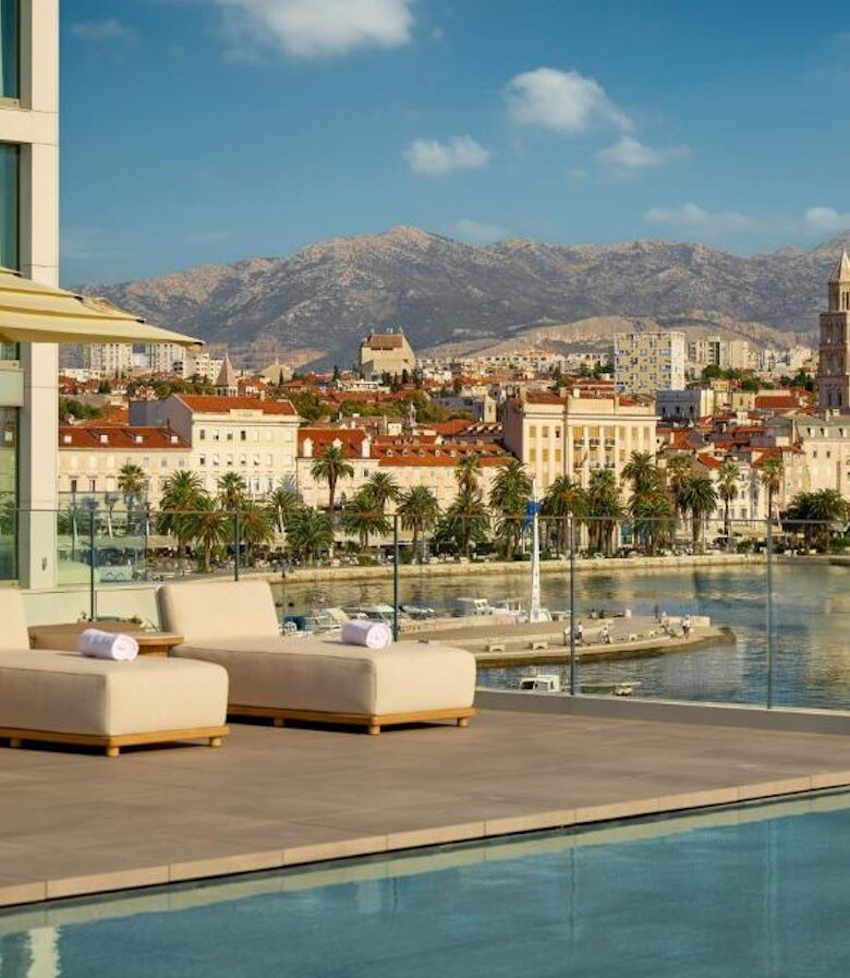 rooftop pool deck at Hotel Ambasador split