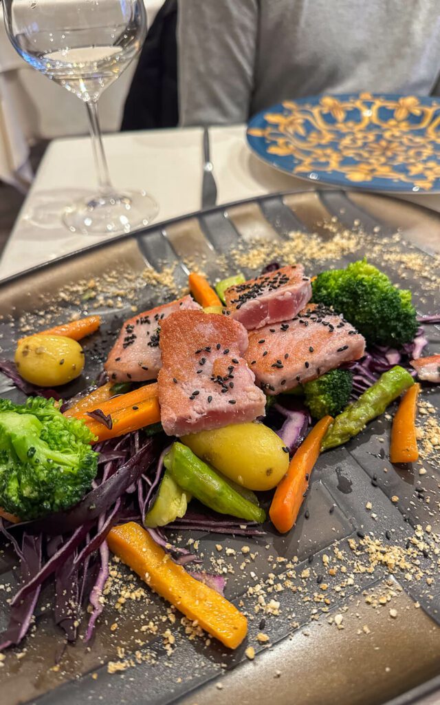 tuna with vegetables at restaurant in bari italy