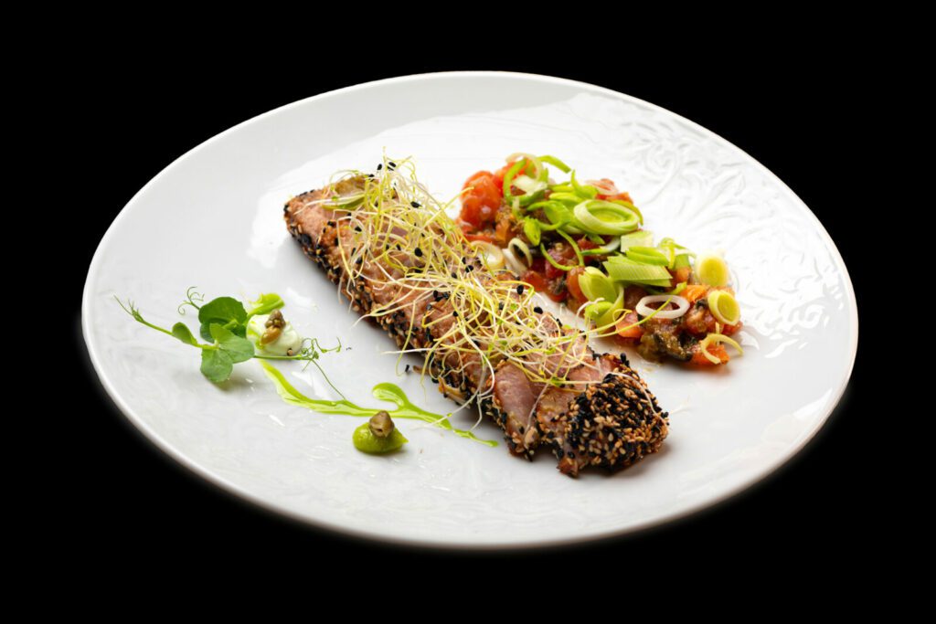 a dish with tuna from a hvar restaurant
