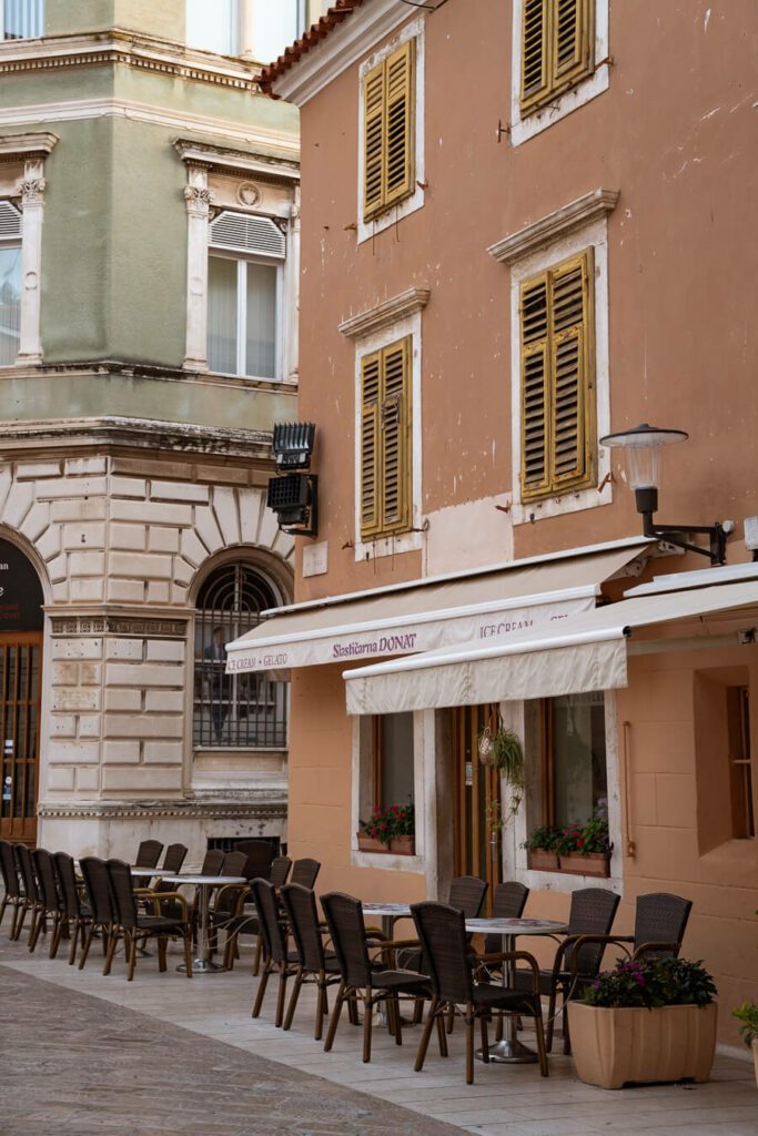 street with cafe tables in zadar