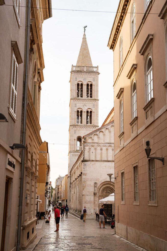 street with St Anastasia cathedral in zadar