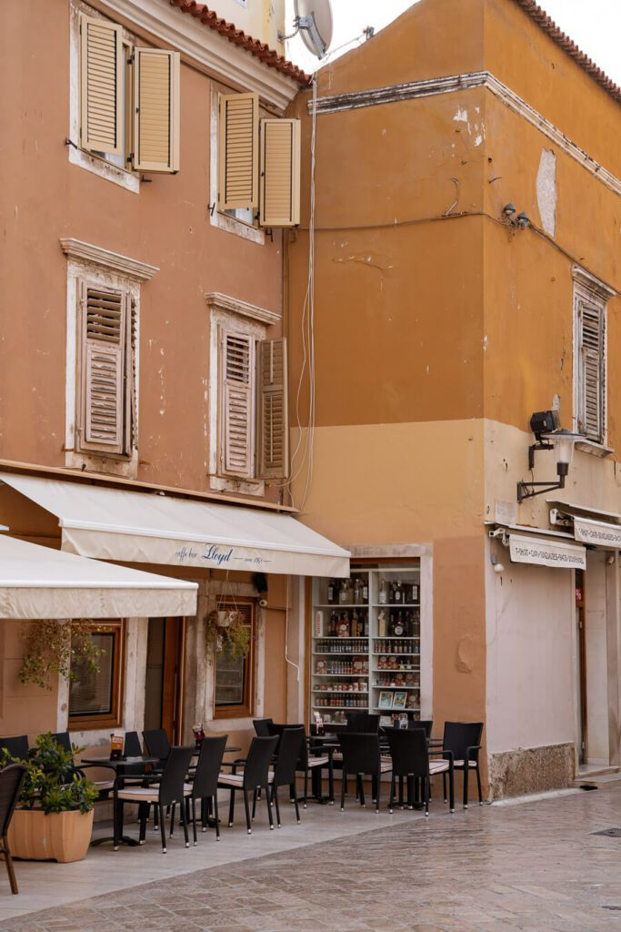 cafe is a side street in zadar croatia