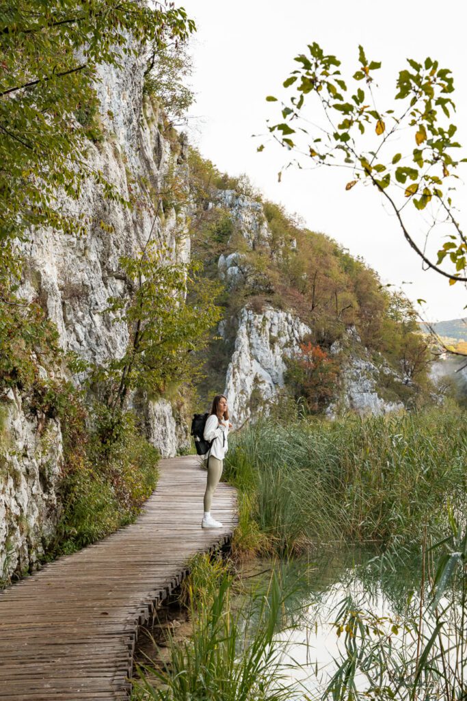 woman, me on boardwalk of lower lakes at plitvice