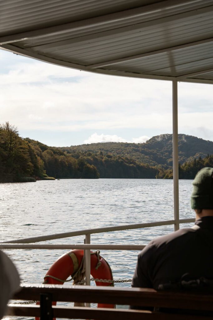 crossing kozjak lake at plitvice croatia