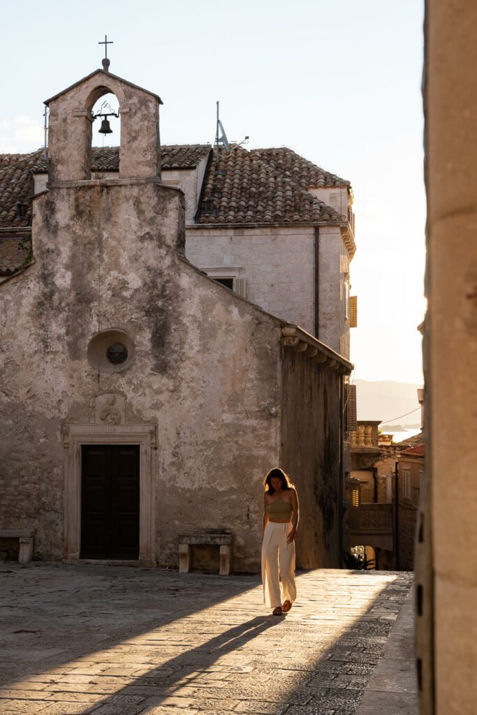 me in korcula town at sunsrise