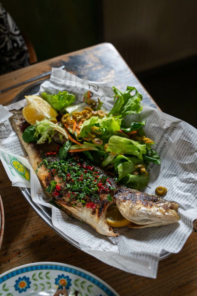 whole grilled fish at Made in Blue