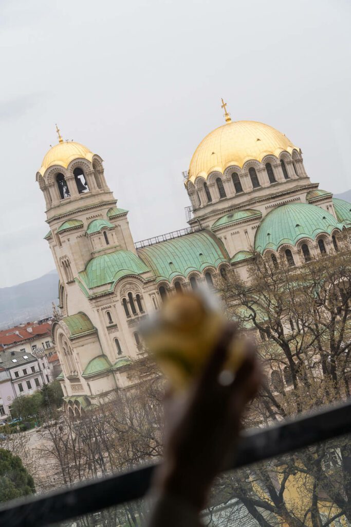 cocktail with cathedral at sense rooftop bar sofia