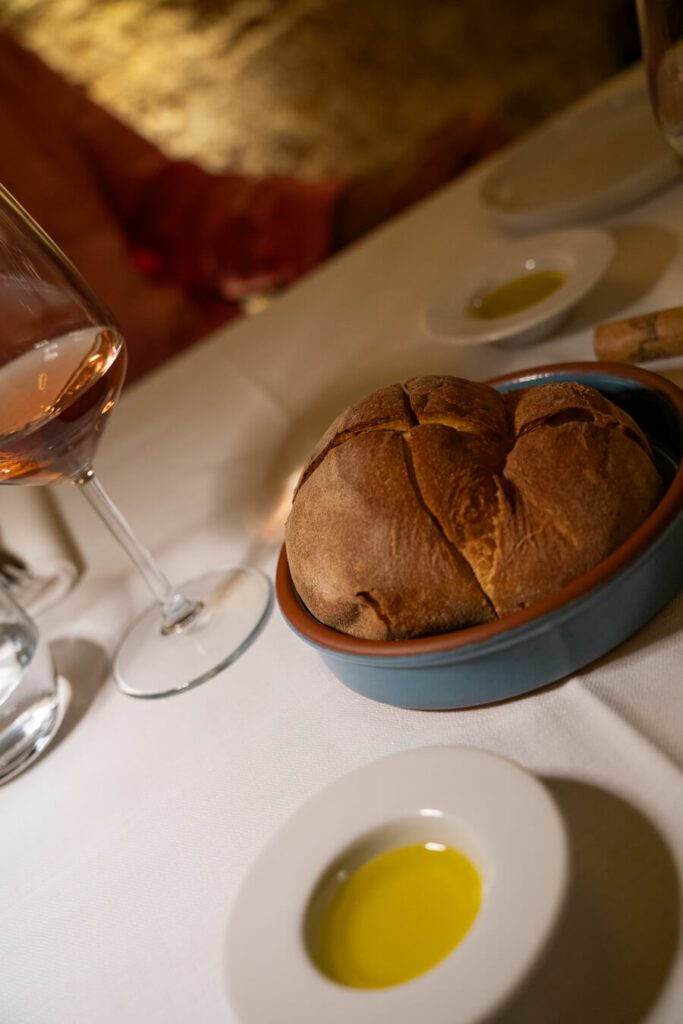 matera bread and olive oil in restaurant