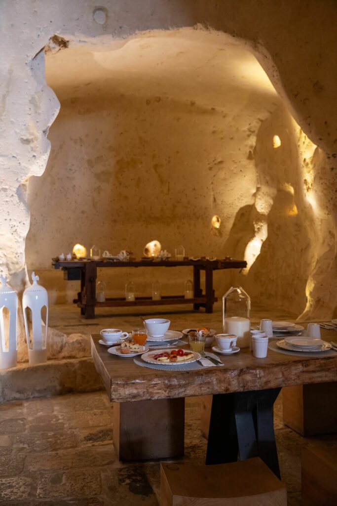 matera cave hotel breakfast at il palazzotto