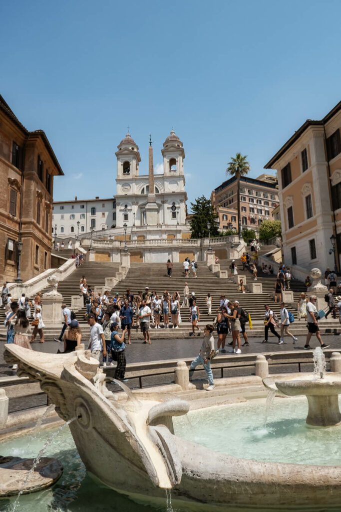 spanish steps with fountains in Piazza españa