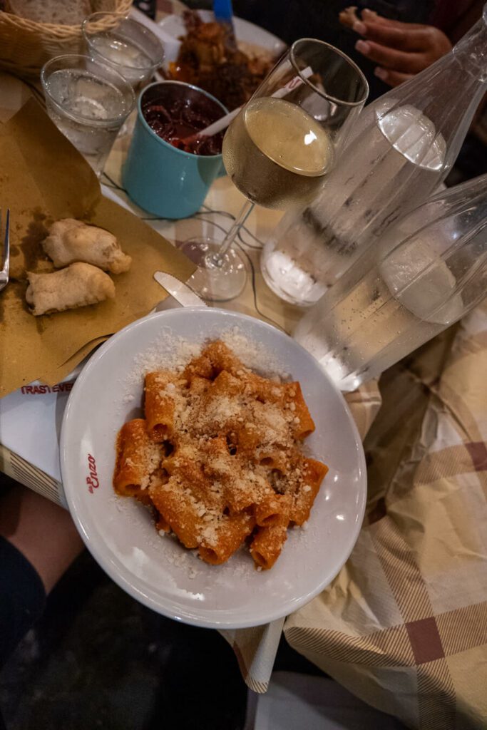 amatriciana at da enzo in trastavere