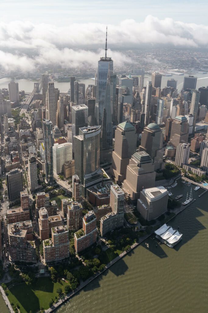 lower manhattan from a helicopter