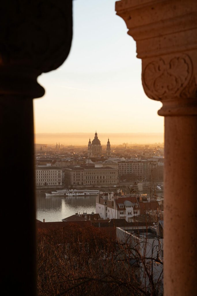 budapest vista in the fall at first light