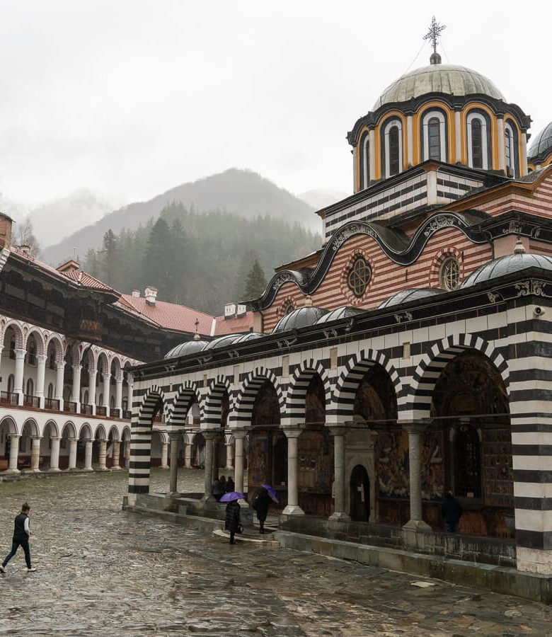 rila monastery in the rain