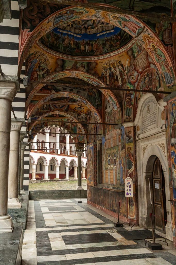 entrance to main church at rila monastery