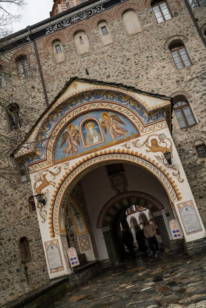 north entrance to rila monastery in bulgaria