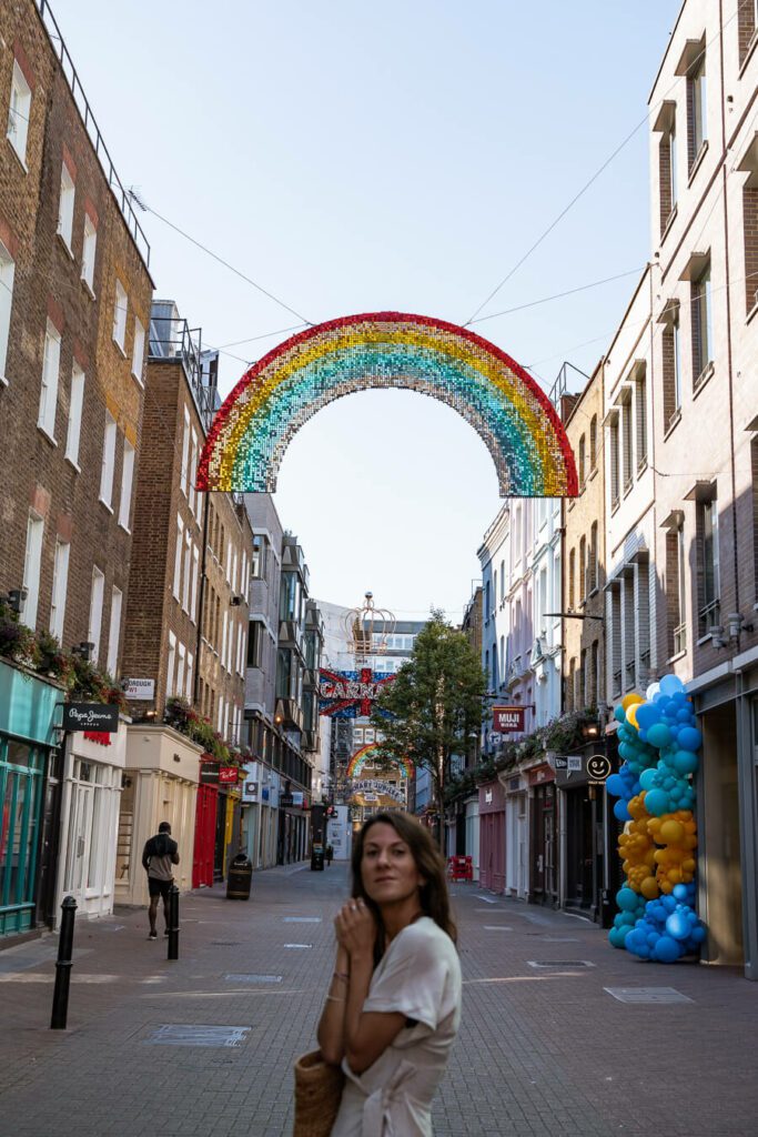 woman, me in carnaby street- one of the things to do in soho london