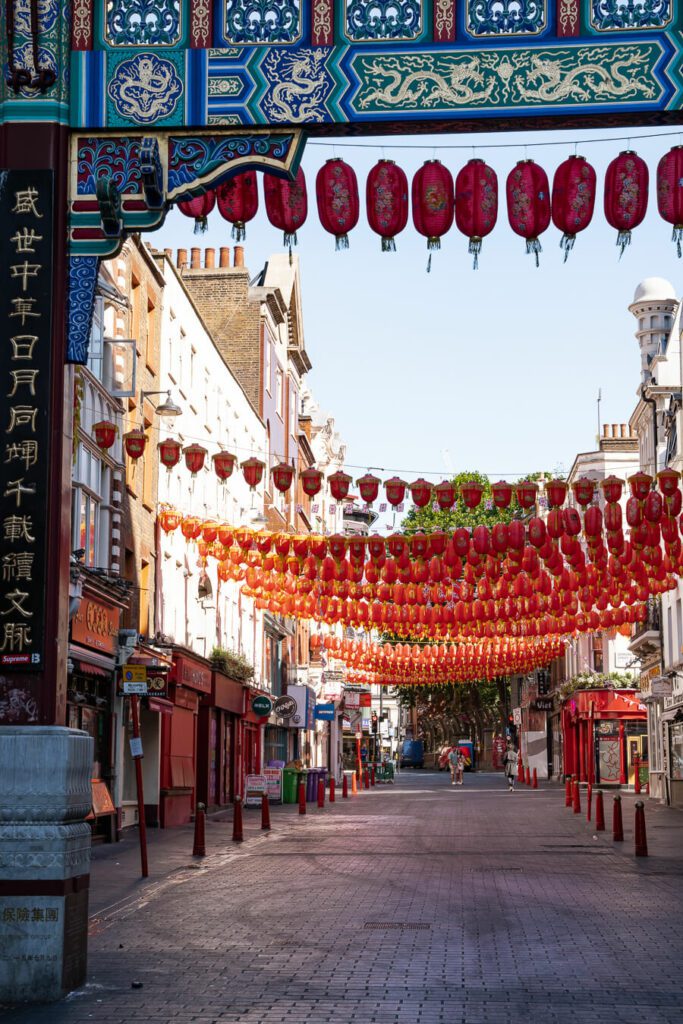 chinatown london with lanterns