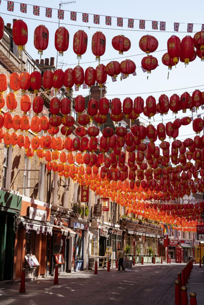 chinatown in london with lanterns
