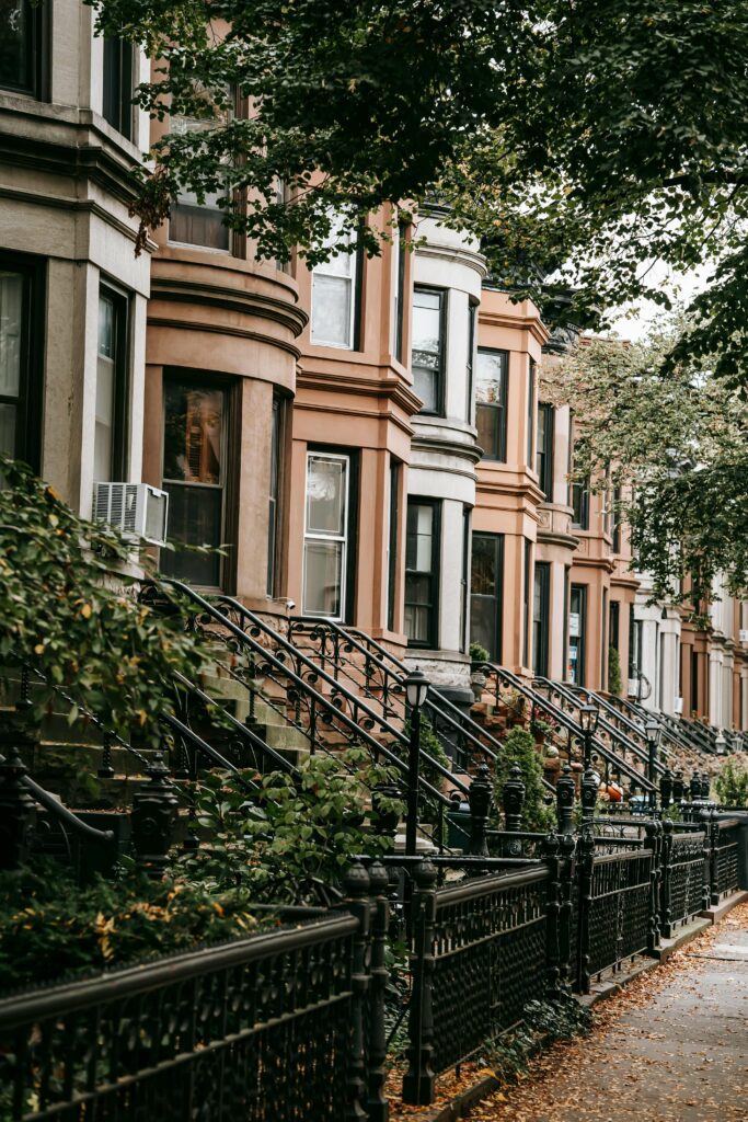street with houses in new york city in the fall