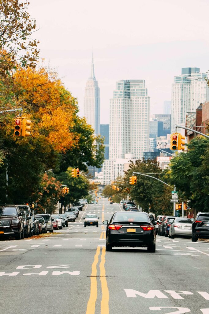 new york city street in the fall