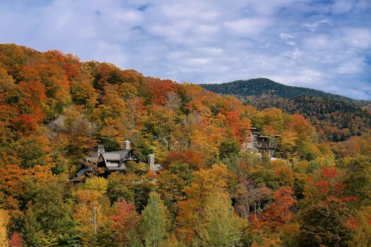 clouds over autumn forest