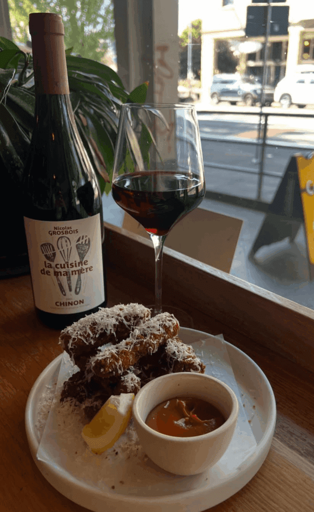 dish with wine at Canard, Portland