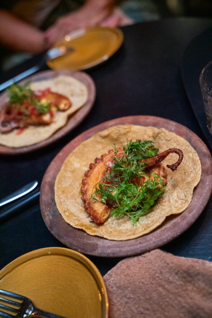 octopus taco at ticuchi in polanco mexico city