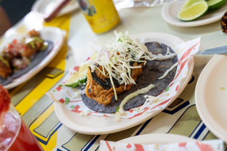 an oyster taco at one of the best restaurants in mexico city