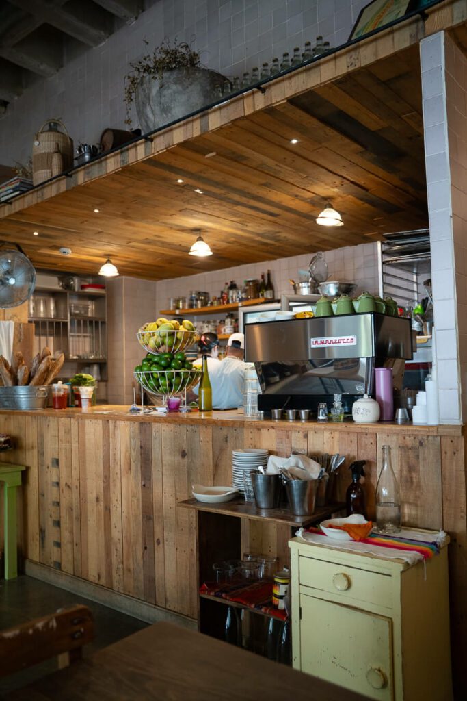 simple interior of cafe trucha mexico city