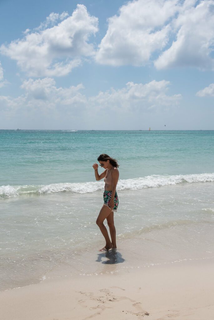 woman, me on the beach in playa del carmen mexico