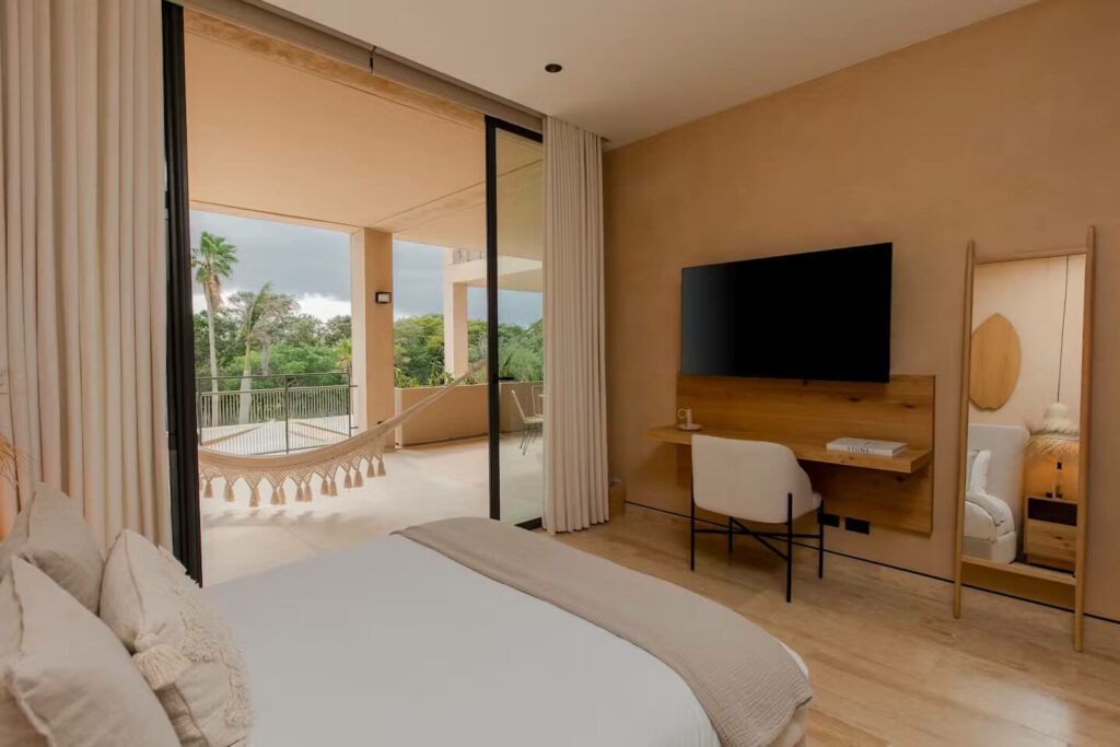 vacation rental bedroom and balcony in playa del carmen