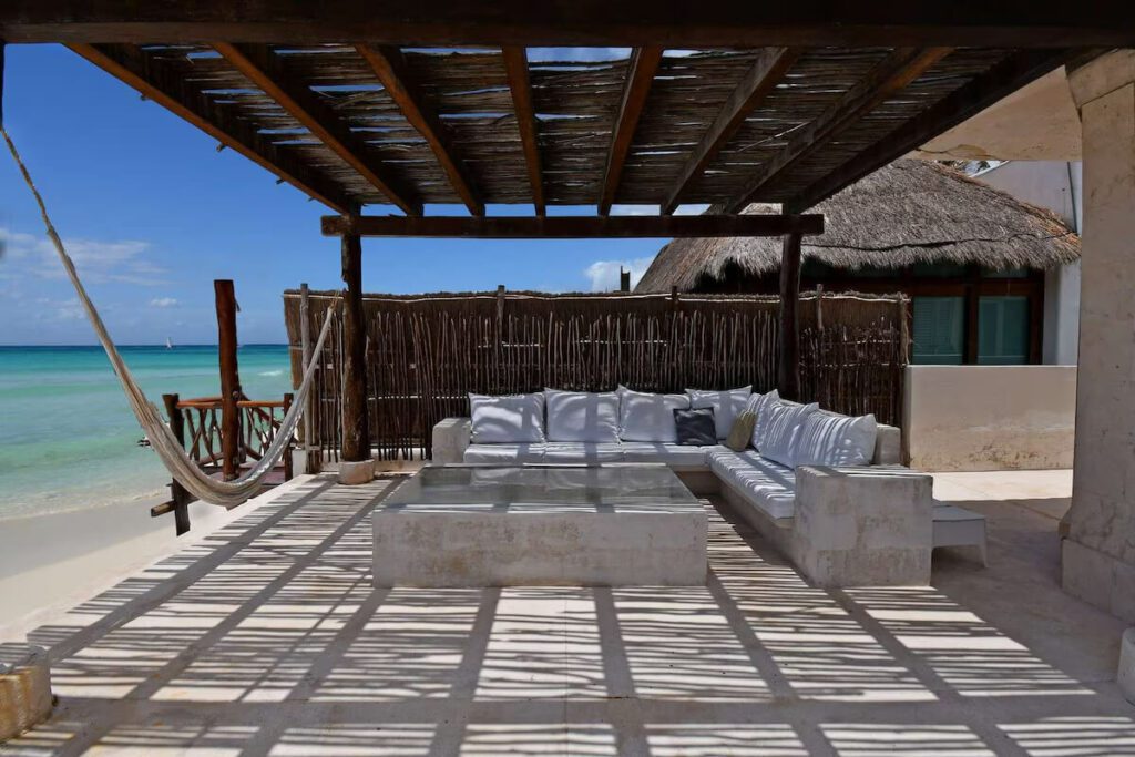 an oceanside villa terrace in playa del carmen mexico