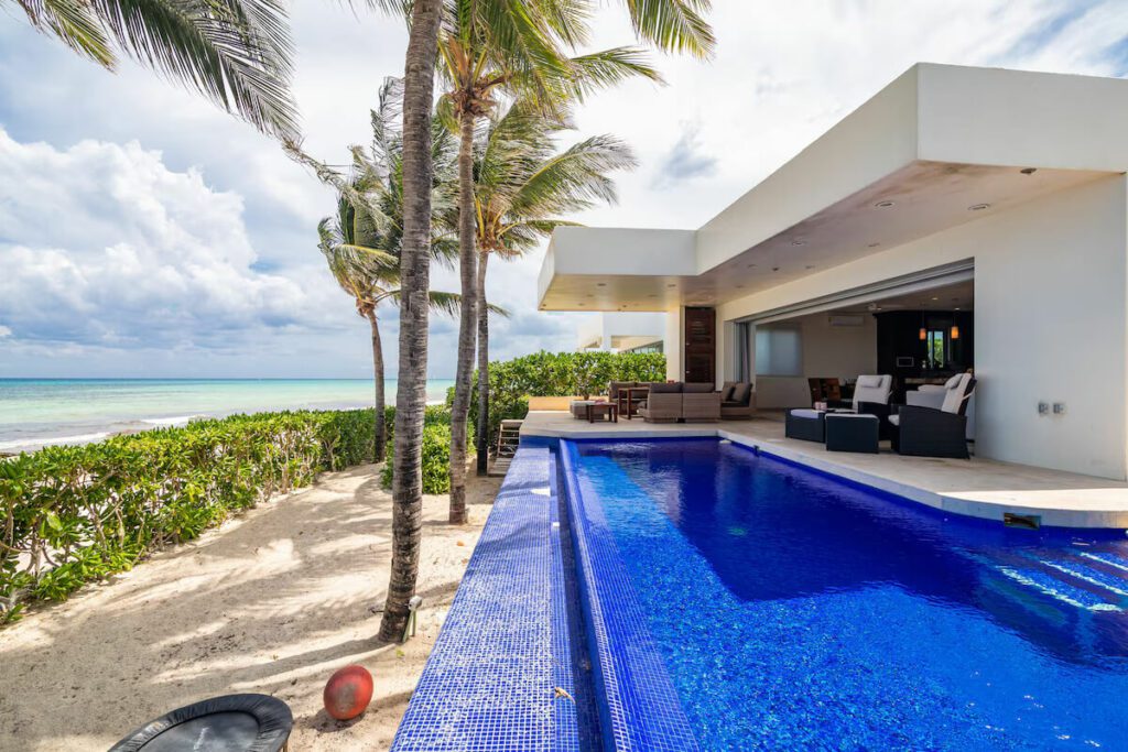 private beachside rental with pool in playacar