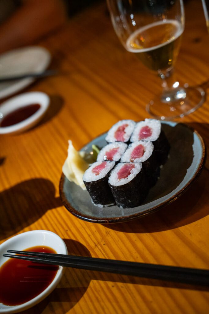 sushi in a restaurant in la condesa