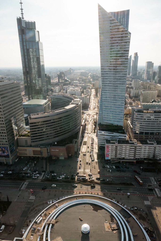 view of modern warsaw from palace of culture and science