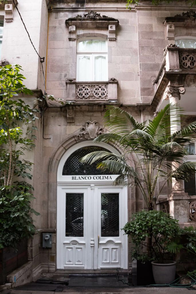 entrance to Blanco Colima restaurant in Mexico City
