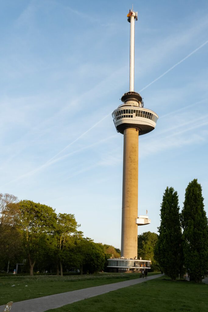 euromast in rotterdam at sunset