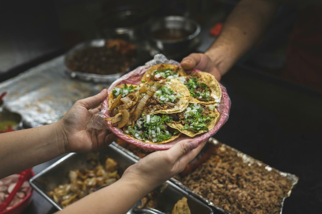 person holding a plate of food