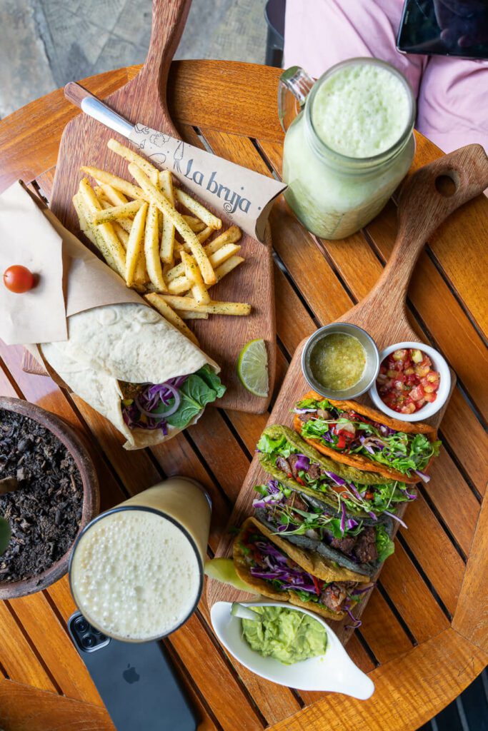 la bruja vegan restaurant food spread