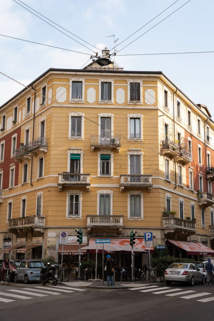 street corner in porta venezia area of milan